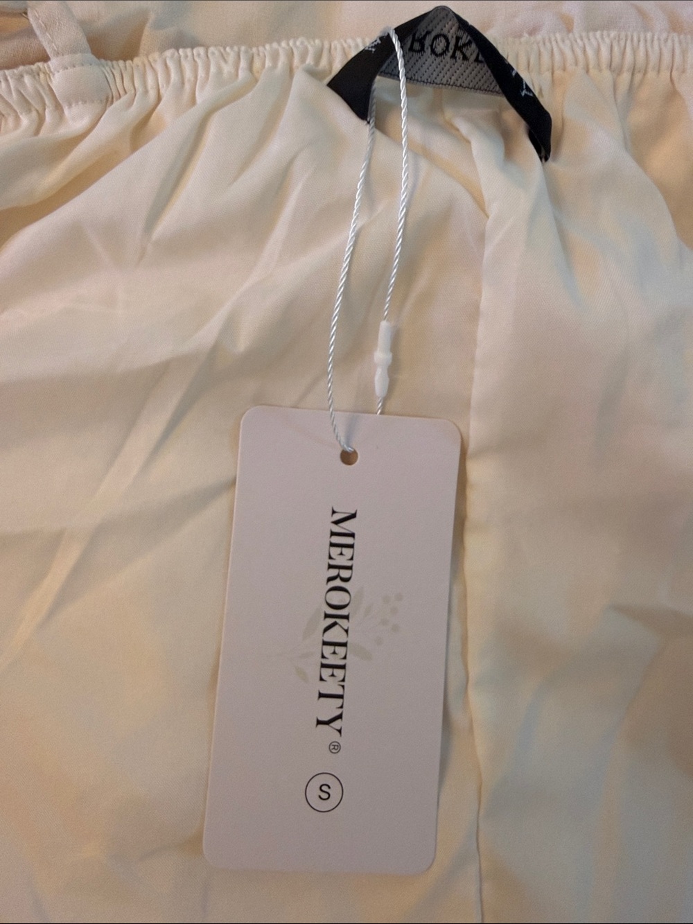 Cream Spaghetti-Strap Maxi Dress with Gathered Bodice - Picture 5 of 5